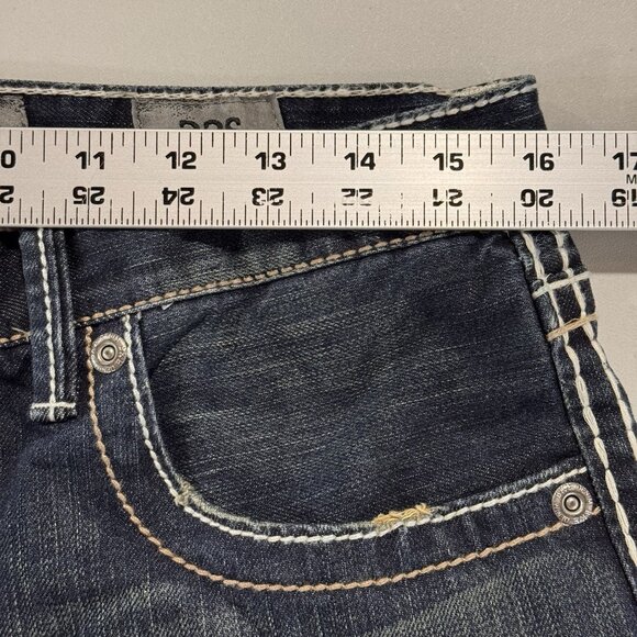 Buckle BKE Jeans Mens 32S Blue Tyler Bootleg Relaxed Distressed Dark Wash Denim - Picture 10 of 14